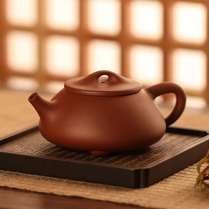 Guanfu Museum Stone Ladle Purple Clay Pot Yixing Raw Ore Purple Sand Plain Cement Pu'er Tieguanyin Oolong Tea Tea Set Teapot 210