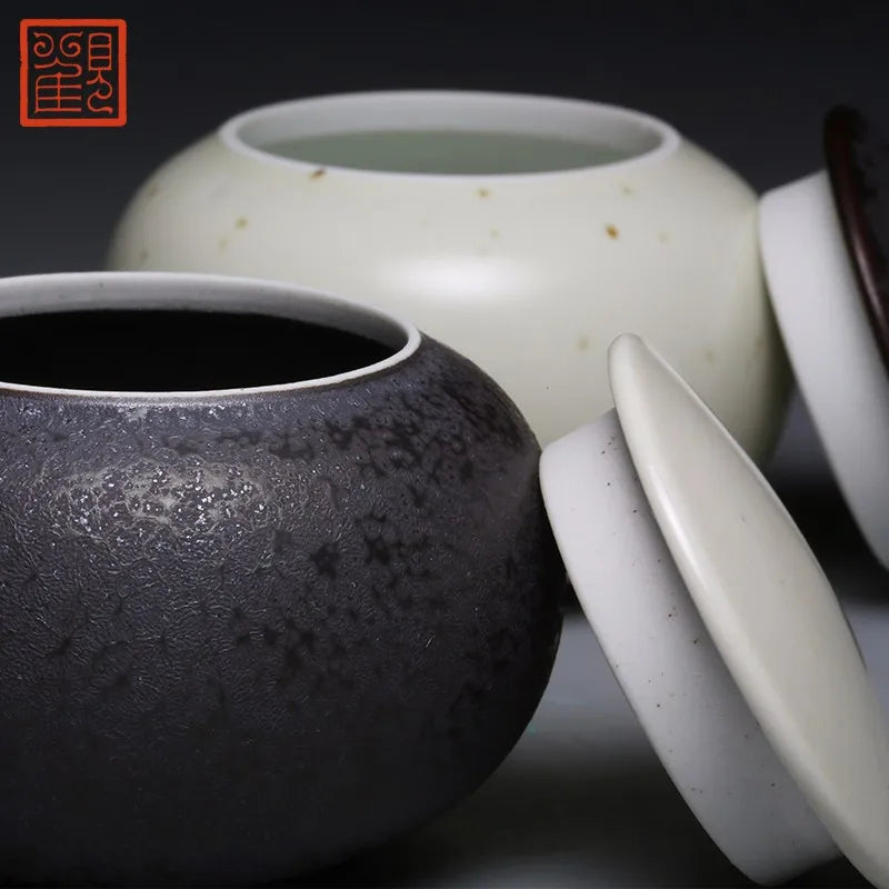 Guanfu Museum Taiji Mini Tea Jar Handmade Ceramic Home Travel Portable Small Pu'er Tie Guanyin Tea Storage Pot Storage Tank Tea