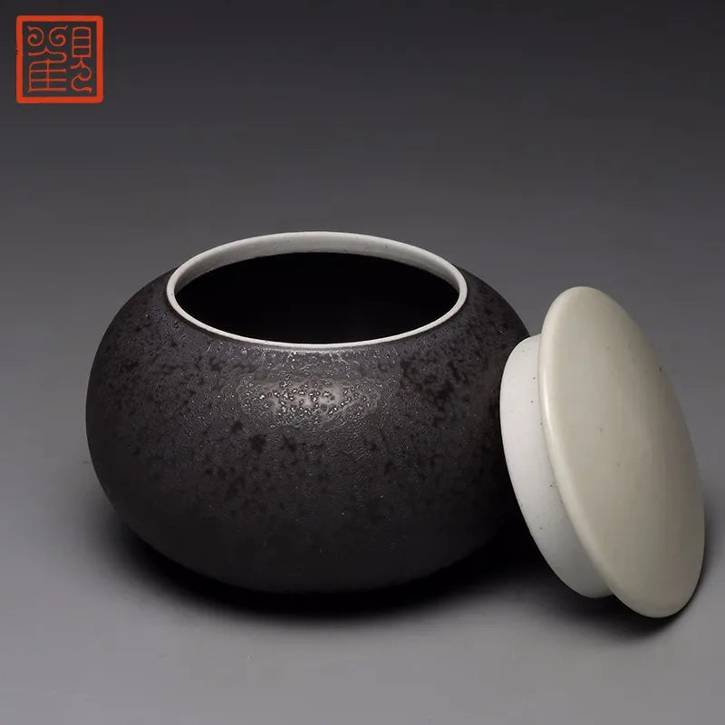 Guanfu Museum Taiji Mini Tea Jar Handmade Ceramic Home Travel Portable Small Pu'er Tie Guanyin Tea Storage Pot Storage Tank Tea
