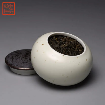 Guanfu Museum Taiji Mini Tea Jar Handmade Ceramic Home Travel Portable Small Pu'er Tie Guanyin Tea Storage Pot Storage Tank Tea