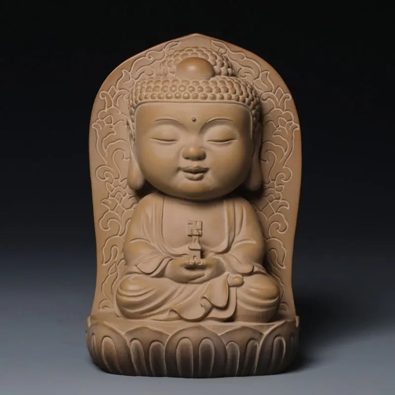 Guanfu Museum Taiwan Ironstone Children's Face Series Sakyamuni Bhaisajyaguru Amitabha Buddha Home Serving Buddha Statue Collect