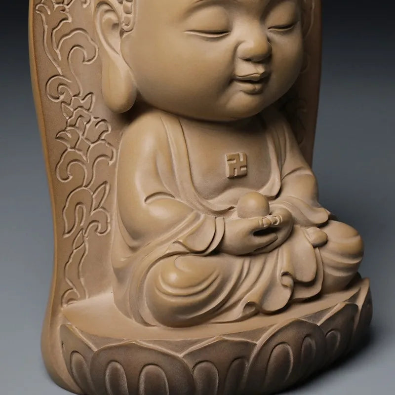 Guanfu Museum Taiwan Ironstone Children's Face Series Sakyamuni Bhaisajyaguru Amitabha Buddha Home Serving Buddha Statue Collect