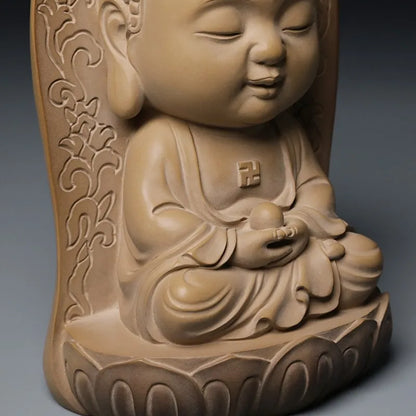 Guanfu Museum Taiwan Ironstone Children's Face Series Sakyamuni Bhaisajyaguru Amitabha Buddha Home Serving Buddha Statue Collect