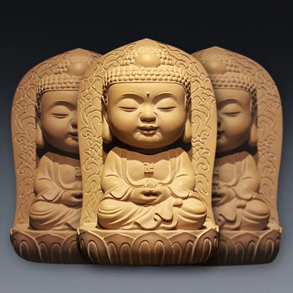 Guanfu Museum Taiwan Ironstone Children's Face Series Sakyamuni Bhaisajyaguru Amitabha Buddha Home Serving Buddha Statue Collect