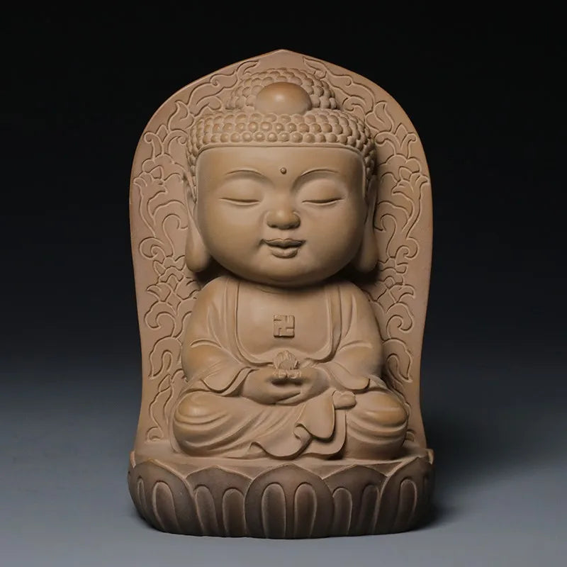 Guanfu Museum Taiwan Ironstone Children's Face Series Sakyamuni Bhaisajyaguru Amitabha Buddha Home Serving Buddha Statue Collect