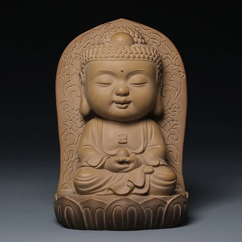 Guanfu Museum Taiwan Ironstone Children's Face Series Sakyamuni Bhaisajyaguru Amitabha Buddha Home Serving Buddha Statue Collect