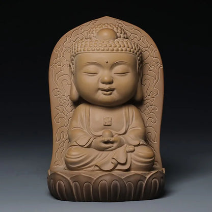 Guanfu Museum Taiwan Ironstone Children's Face Series Sakyamuni Bhaisajyaguru Amitabha Buddha Home Serving Buddha Statue Collect