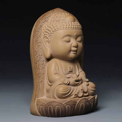 Guanfu Museum Taiwan Ironstone Children's Face Series Sakyamuni Bhaisajyaguru Amitabha Buddha Home Serving Buddha Statue Collect
