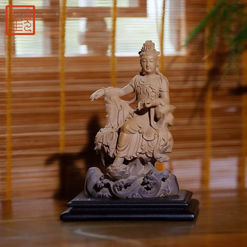 Guanfu Museum Water and Moon Kuan-Yin Taiwan Ironstone Stone Plastic Lin Zhaofa Taiwan Origin Original Home Crafts Chinese Study