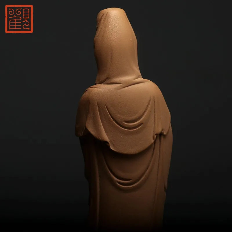Guanfu Museum Xiaoli Holding Sutra Guanyin Taiwan Ironstone Stone Plastic Creative Home Crafts Chinese Study Antique Shelf Furni