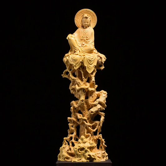 Guanyin Bodhisattva Buddha Figure Guan Yin,Goddess of Mercy Wood Collection Mercy Goddess Statue Figurines Collection Guanshiyin