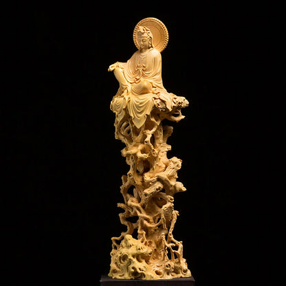 Guanyin Bodhisattva Buddha Figure Guan Yin,Goddess of Mercy Wood Collection Mercy Goddess Statue Figurines Collection Guanshiyin