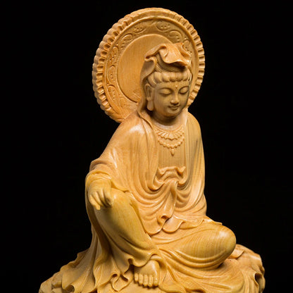 Guanyin Bodhisattva Buddha Figure Guan Yin,Goddess of Mercy Wood Collection Mercy Goddess Statue Figurines Collection Guanshiyin