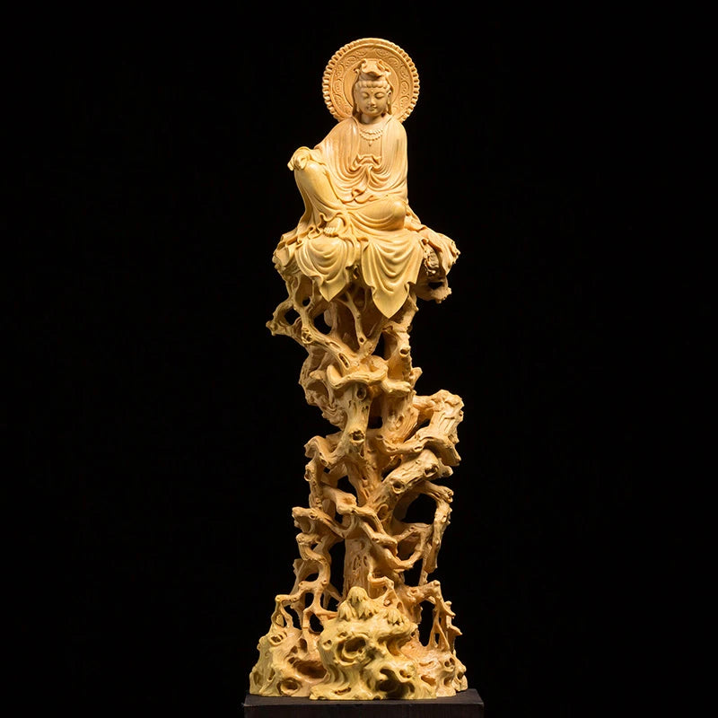 Guanyin Bodhisattva Buddha Figure Guan Yin,Goddess of Mercy Wood Collection Mercy Goddess Statue Figurines Collection Guanshiyin