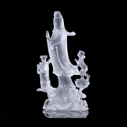 Guanyin Bodhisattva ornaments Colored glaze Shancai Boy and Dragon Girl Guanyin Golden Child and Jade Girl Buddha
