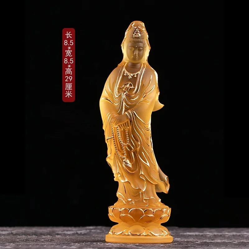 Guanyin Household Buddha Hall for worship ornament Coloured glaze Buddha Statue ornament