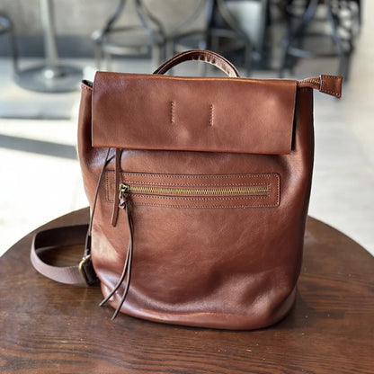 Guard against theft cow skin backpack, large capacity, casual, leather group, travel, outdoor, laptop, fashion