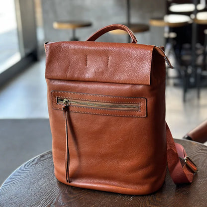 Guard against theft cow skin backpack, large capacity, casual, leather group, travel, outdoor, laptop, fashion