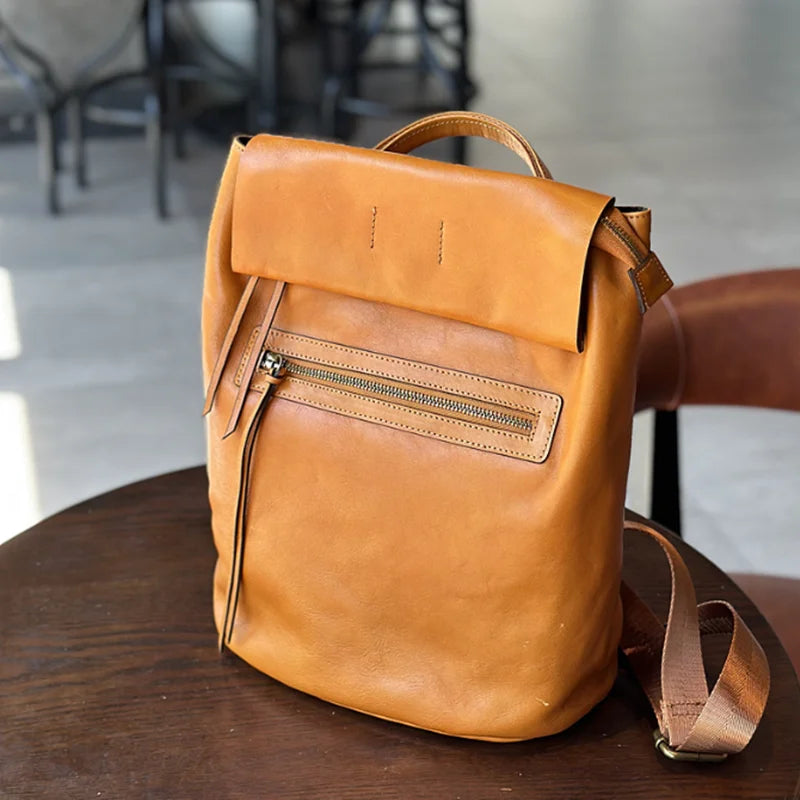 Guard against theft cow skin backpack, large capacity, casual, leather group, travel, outdoor, laptop, fashion