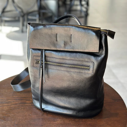 Guard against theft cow skin backpack, large capacity, casual, leather group, travel, outdoor, laptop, fashion