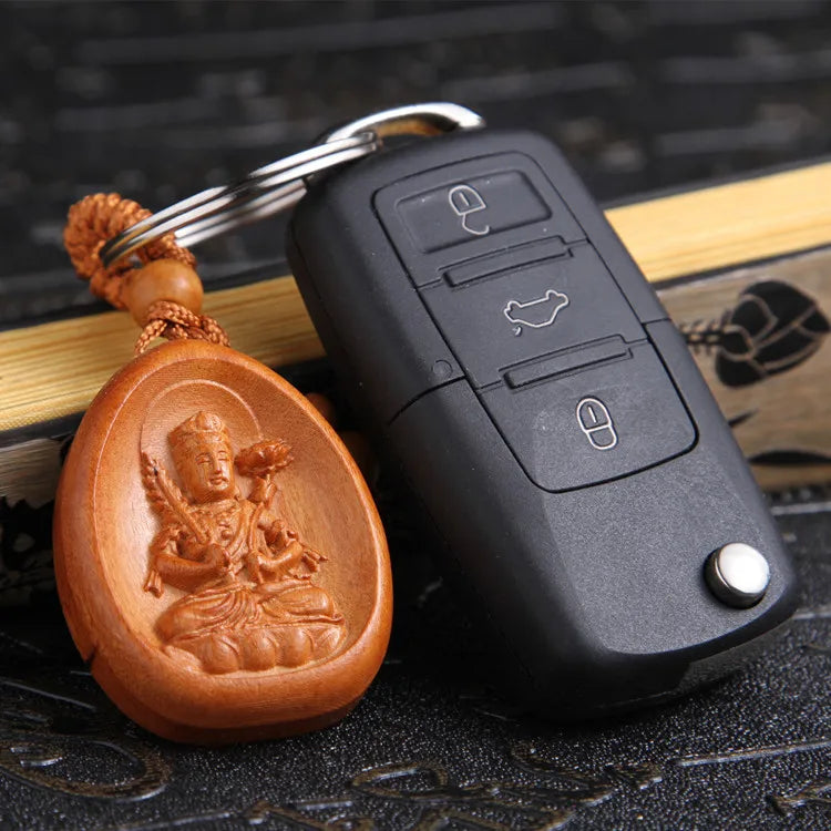 Guardian God keychain for safety, car pendant, zodiac signs, peach wood, zodiac signs, Buddha's destiny, Christmas gift