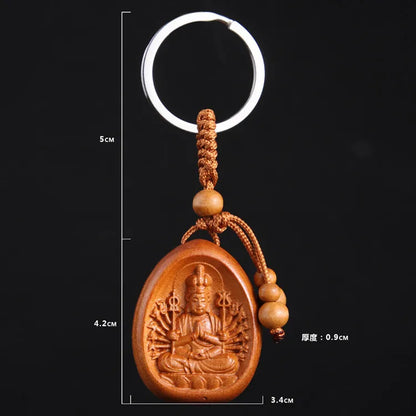 Guardian God keychain for safety, car pendant, zodiac signs, peach wood, zodiac signs, Buddha's destiny, Christmas gift
