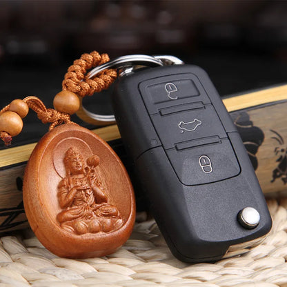 Guardian God keychain for safety, car pendant, zodiac signs, peach wood, zodiac signs, Buddha's destiny, Christmas gift