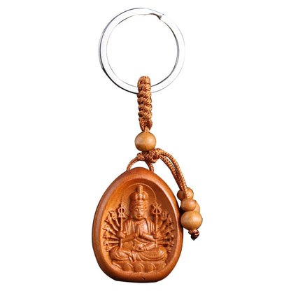 Guardian God keychain for safety, car pendant, zodiac signs, peach wood, zodiac signs, Buddha's destiny, Christmas gift