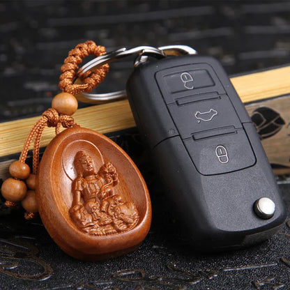 Guardian God keychain for safety, car pendant, zodiac signs, peach wood, zodiac signs, Buddha's destiny, Christmas gift
