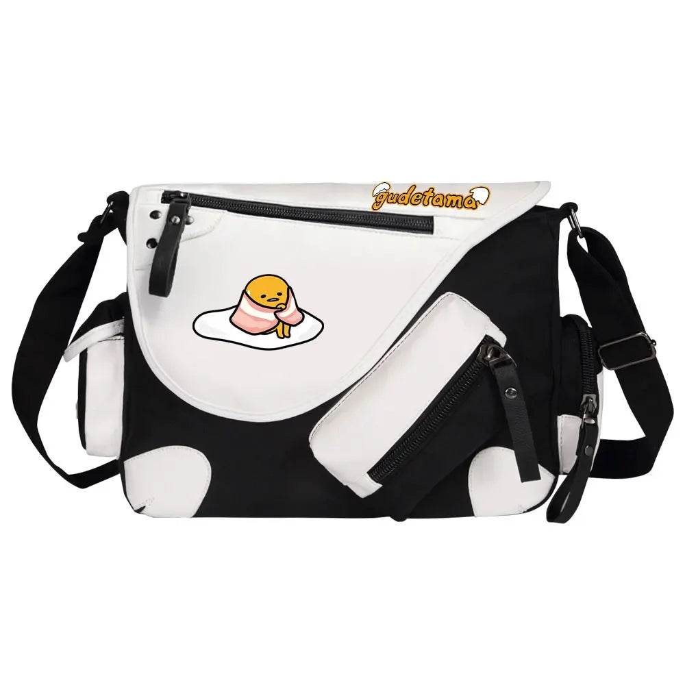 Gudetama Printed Women Canvas Casual Zipper Men Shoulder Bag Crossbody Bags Boys Girls Kids Schoolbags Messenger Bag