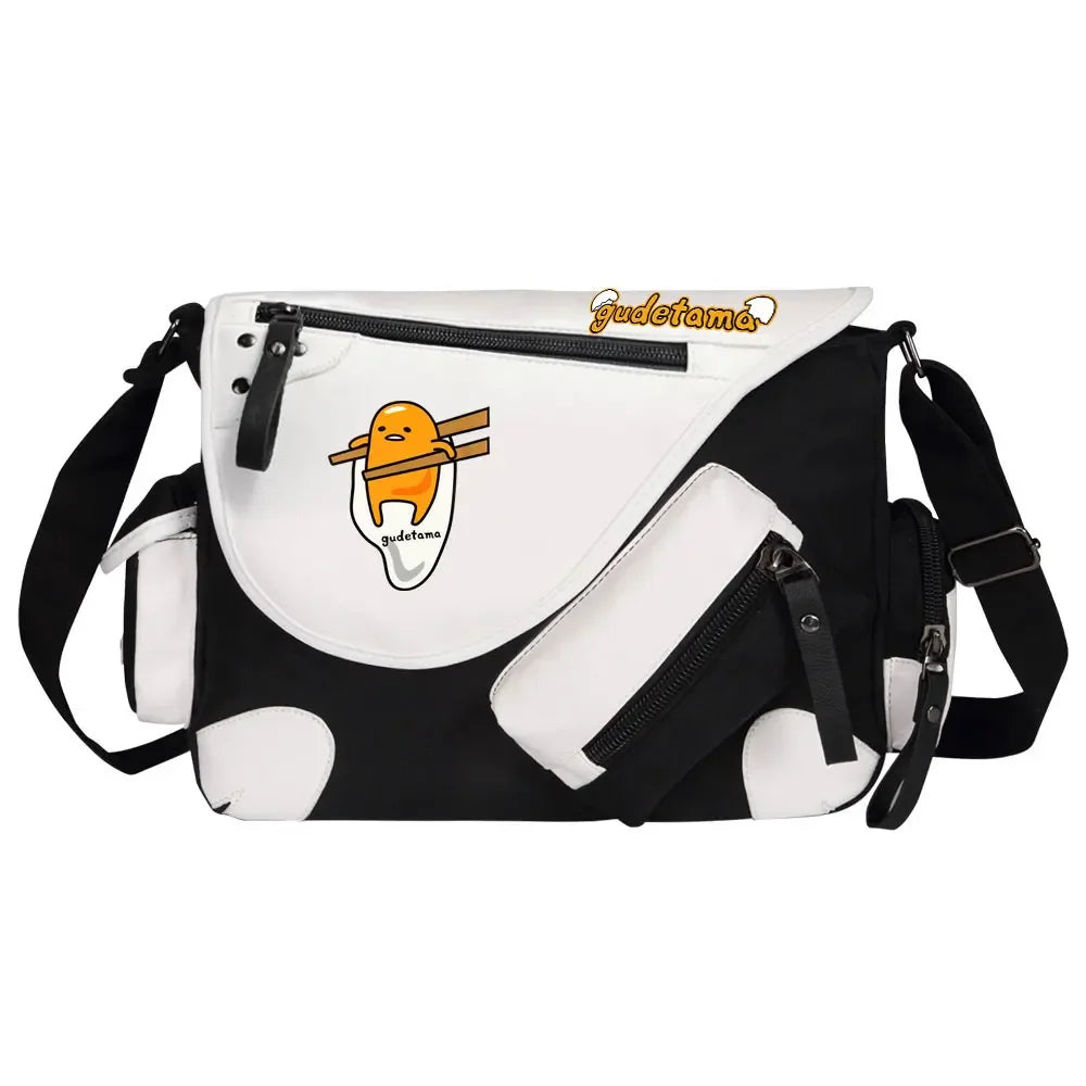 Gudetama Printed Women Canvas Casual Zipper Men Shoulder Bag Crossbody Bags Boys Girls Kids Schoolbags Messenger Bag