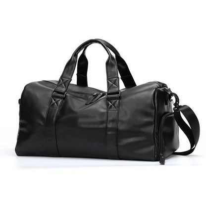 Gym Bag Men's Waterproof Handbag Large Capacity Leisure Crossbody Travel Tote PU Sports Training Bag Duffel Bag with Shoe Pouch