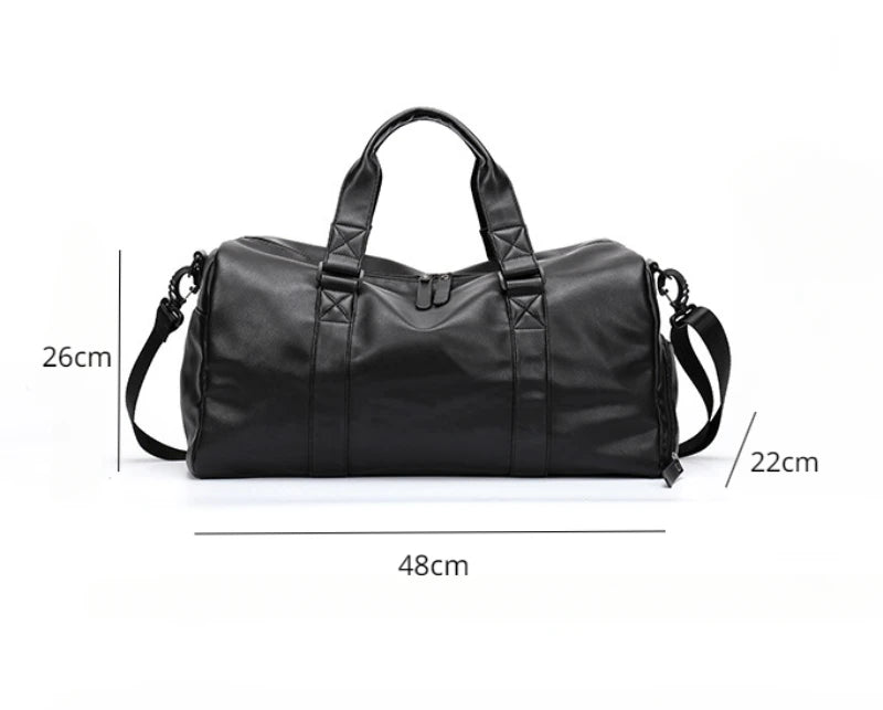 Gym Bag Men's Waterproof Handbag Large Capacity Leisure Crossbody Travel Tote PU Sports Training Bag Duffel Bag with Shoe Pouch