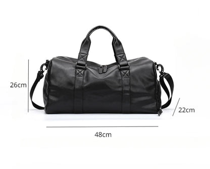 Gym Bag Men's Waterproof Handbag Large Capacity Leisure Crossbody Travel Tote PU Sports Training Bag Duffel Bag with Shoe Pouch