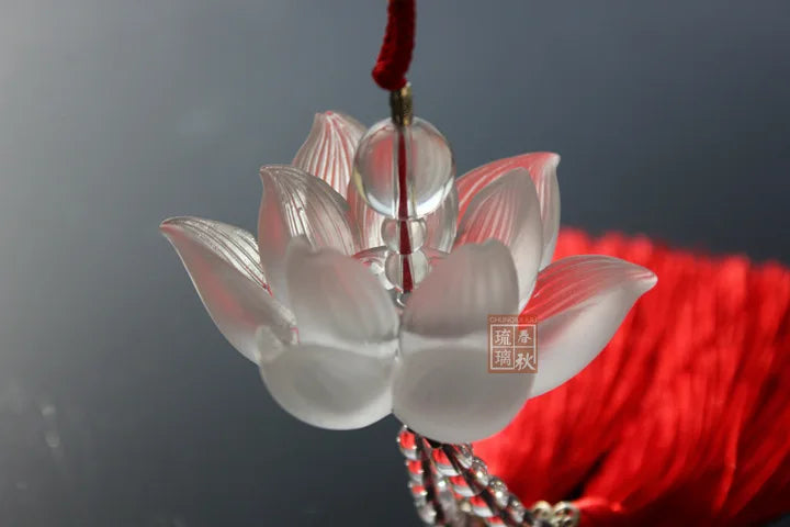 Chinese colored glaze lotus Car ornaments Buddhist lotus Pendant gift ...