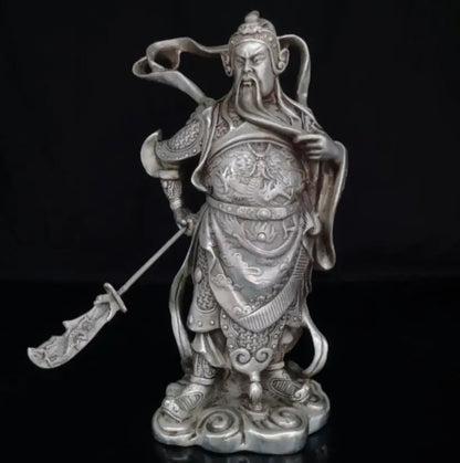 China White copper Martial God of Wealth Guan yu crafts statue