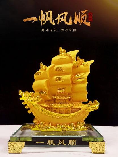 Diwansi Resin Cashmere Gold Smooth Ornaments Crystal Sailing Crafts Desk Room Home Decorations.