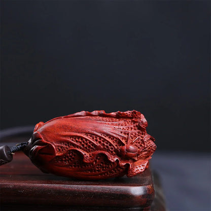 Pterocarpus santalinus Wood Statue Plant Sculpture  Real Wood  Wood Statue Bag Pendant  Lucky Collection  Feng Shui Home Décor