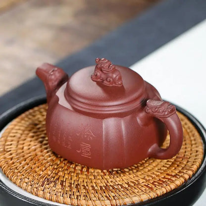 Longzun Purple Clay Zisha Teapot, Handmade Pot, Kung-Fu Teaware, Purple Clay Drinkware for Puer