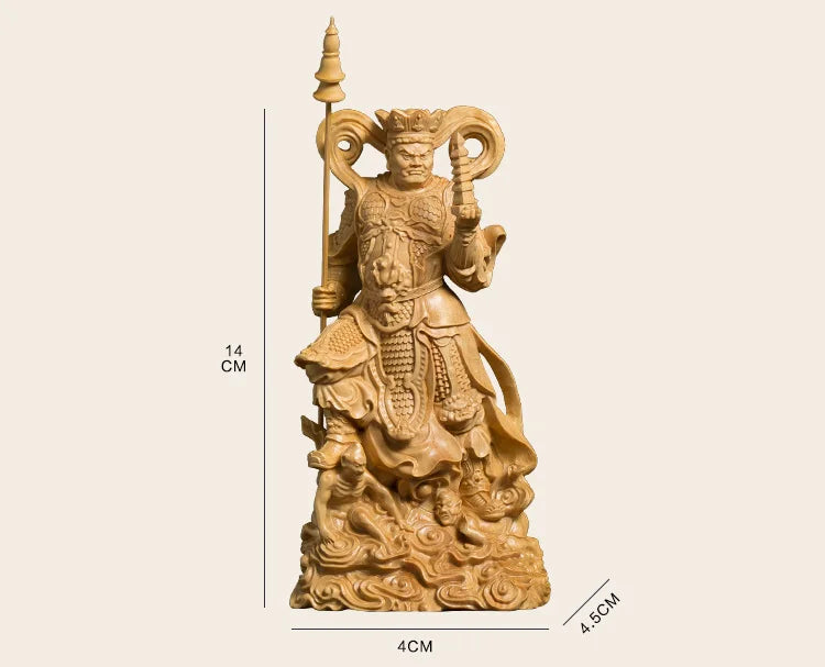 Four Kings Temple Sculpture, Wood Carved Buddhist Gods Statue