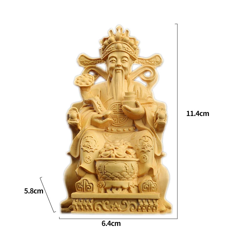 11cm Boxwood Wood Sculpture Real Wood Real Wood Feng Shui Collection Wood Statue Figure Statue Lucky
