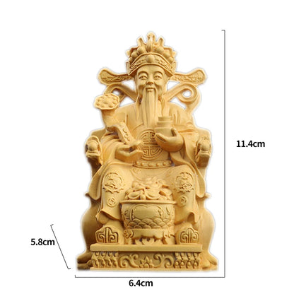 11cm Boxwood Wood Sculpture Real Wood Real Wood Feng Shui Collection Wood Statue Figure Statue Lucky