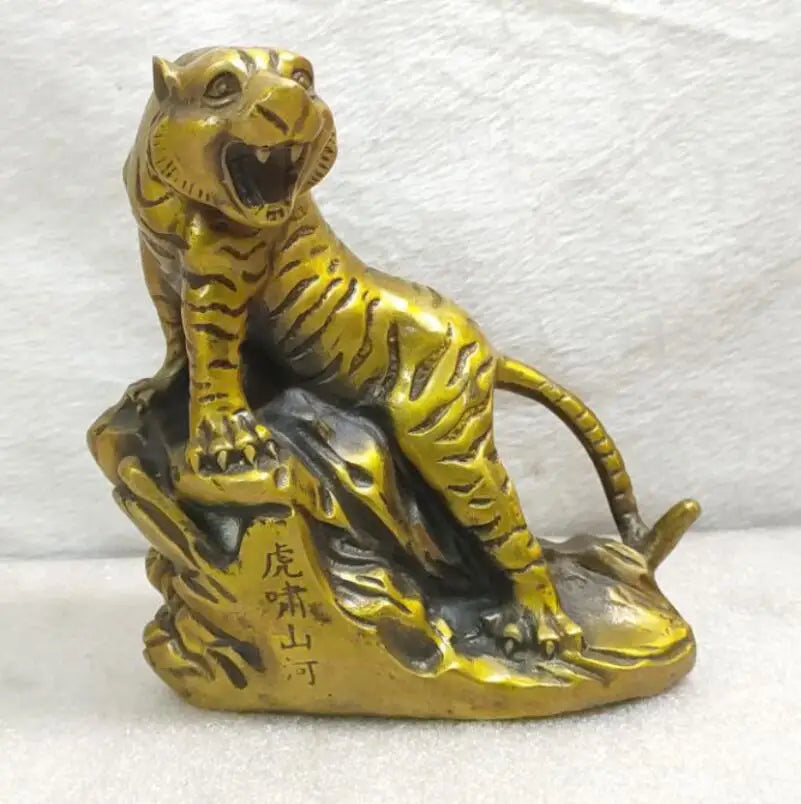 China brass Uphill tiger crafts statue