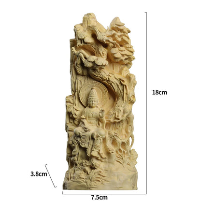 18cm Boxwood Figure Statue Buddha God Wood Sculpture Myth Feng Shui Office Decoration Collection Wood Statue auspicious