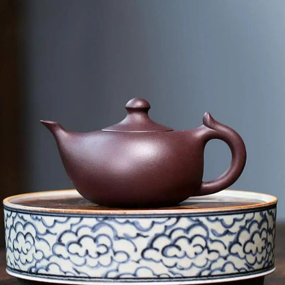 Old Purple Clay Small Crescent Pot, Zisha Teapot, Yixing Handmade Pot, Kung-Fu Teaware, Purple Clay Drinkware for Puer Green and