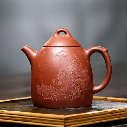 Tiger Roar And Qin Quan's Teapot Carved In Jiangpo Mud Zisha Teapot Yixing Handmade Pot Kung-fu Teaware  Purple Clay Drinkware