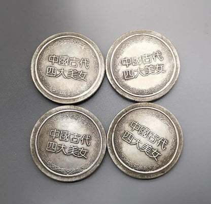 China White copper archaize Four big beautiful women Commemorative coins crafts statue A set