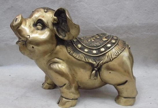 wholesale factory Chinese Brass Copper Feng Shui Wealth Money Hannaford Pig statue 25% off