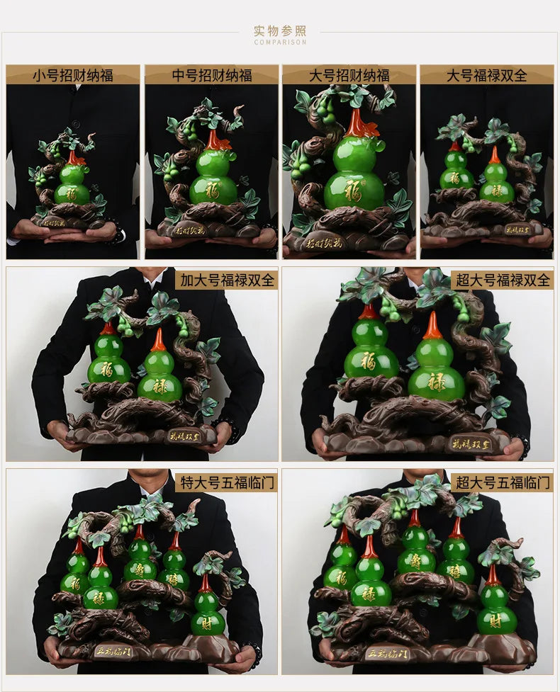 Jishanyuan Wholesale Resin Gourd Ornaments Fulu Double Blessing Gourd Home Shop Desk Office Decoration