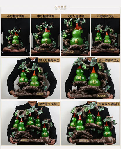 Jishanyuan Wholesale Resin Gourd Ornaments Fulu Double Blessing Gourd Home Shop Desk Office Decoration